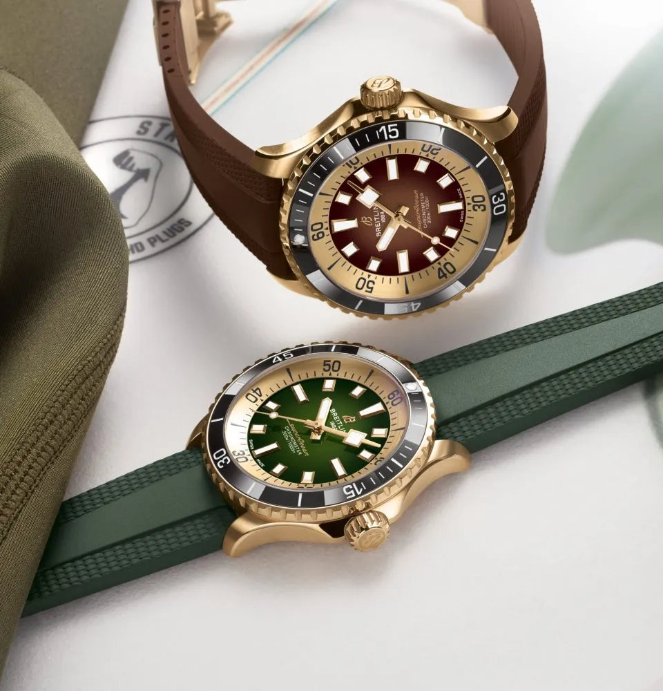 Breitling Superocean óra, bronz és zöld szívben